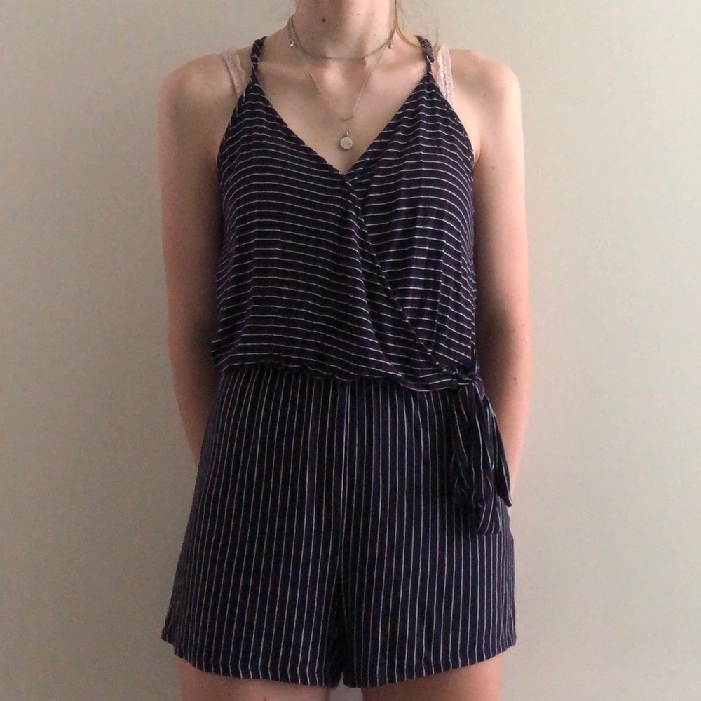 Mossimo striped romper with tie